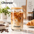 Olivanpe™ Everyday Glass Tumbler with Lid & Straw – Clear Reusable Drinking Cup for Home, Office & On-the-Go Use