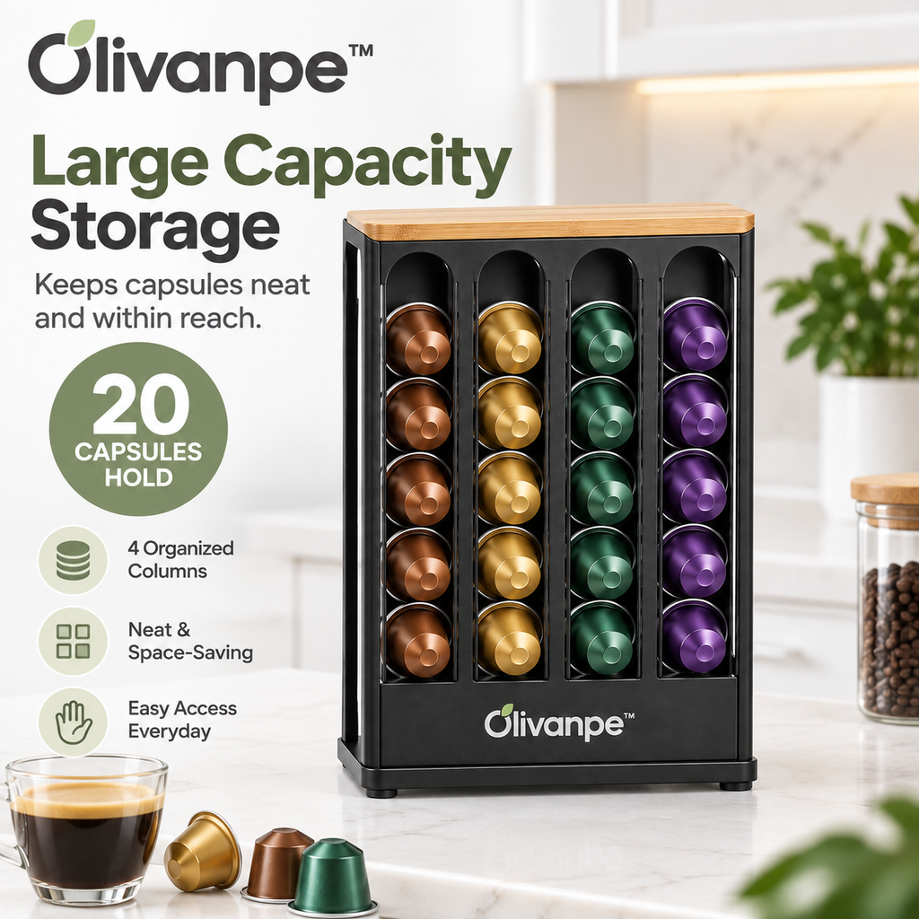 Olivanpe™ Space-Saving Coffee Capsule Organizer Rack – Countertop Pod Storage Holder for Home & Office Coffee Stations