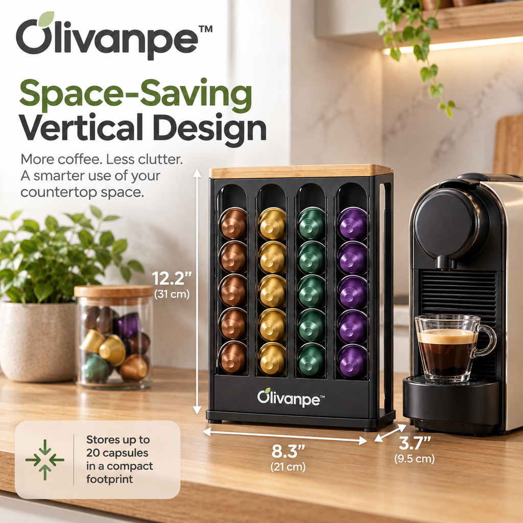 Olivanpe™ Space-Saving Coffee Capsule Organizer Rack – Countertop Pod Storage Holder for Home & Office Coffee Stations