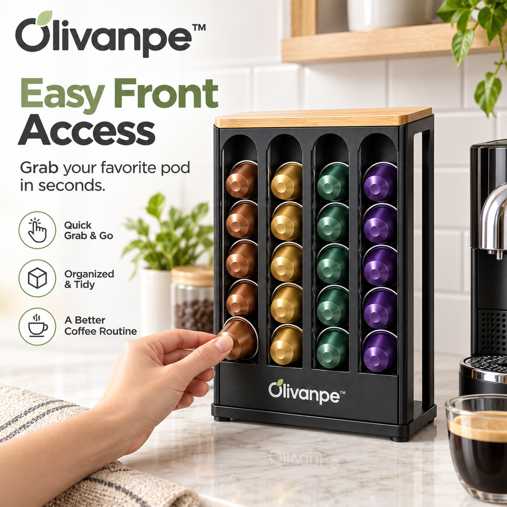 Olivanpe™ Space-Saving Coffee Capsule Organizer Rack – Countertop Pod Storage Holder for Home & Office Coffee Stations