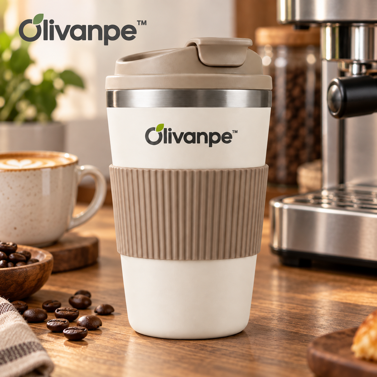 Olivanpe™ Portable Coffee Tumbler with Leak-Resistant Lid – Reusable Travel Cup for Commuting, Office & Daily Drinks