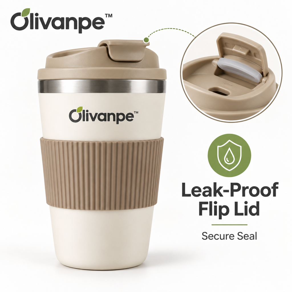 Olivanpe™ Portable Coffee Tumbler with Leak-Resistant Lid – Reusable Travel Cup for Commuting, Office & Daily Drinks