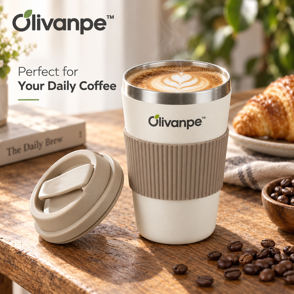 Olivanpe™ Portable Coffee Tumbler with Leak-Resistant Lid – Reusable Travel Cup for Commuting, Office & Daily Drinks
