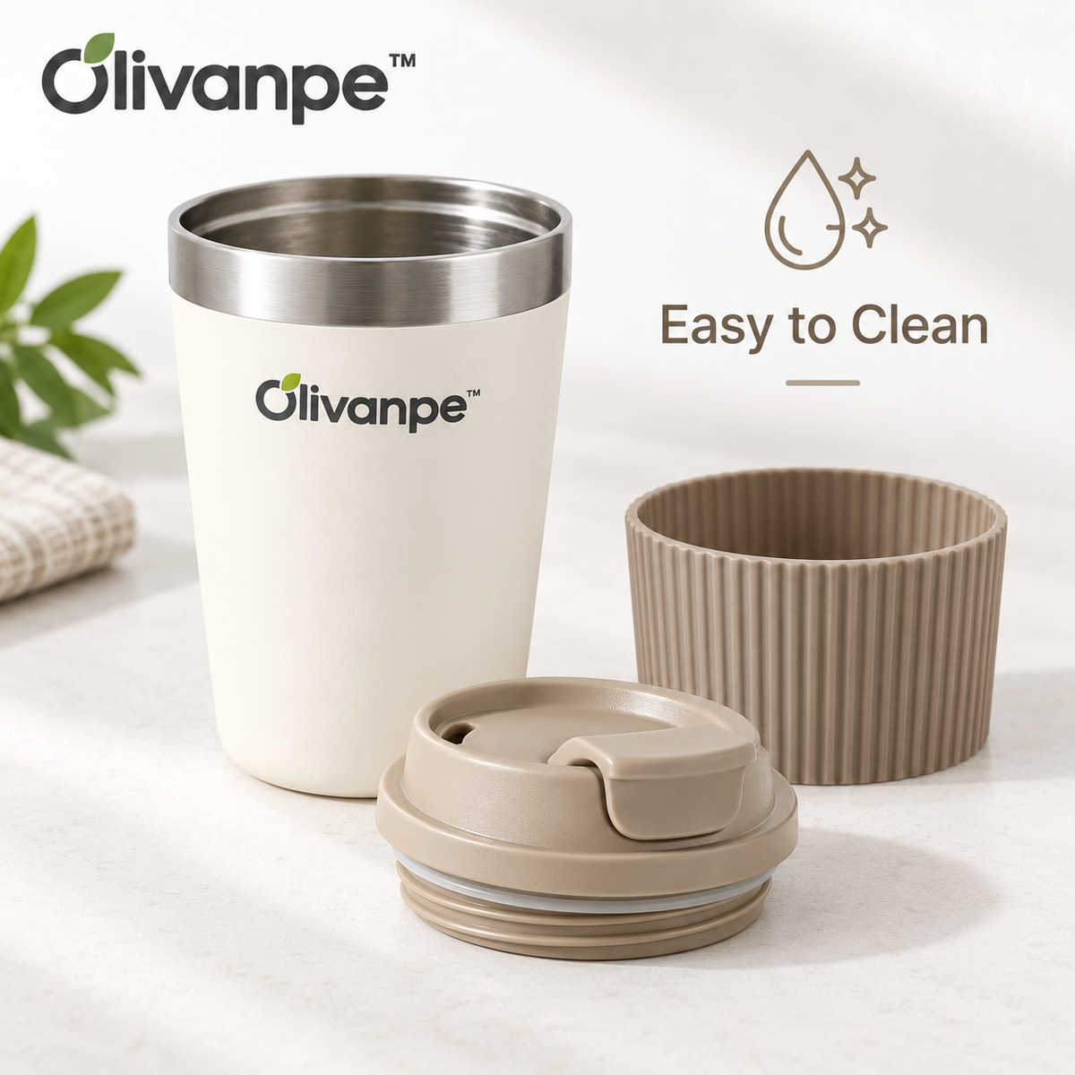 Olivanpe™ Portable Coffee Tumbler with Leak-Resistant Lid – Reusable Travel Cup for Commuting, Office & Daily Drinks