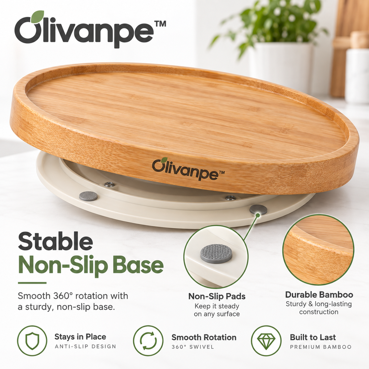 Olivanpe™ 360° Rotating Dining Table Tray – Smooth-Turn Serving Organizer for Family Meals, Parties & Everyday Entertaining