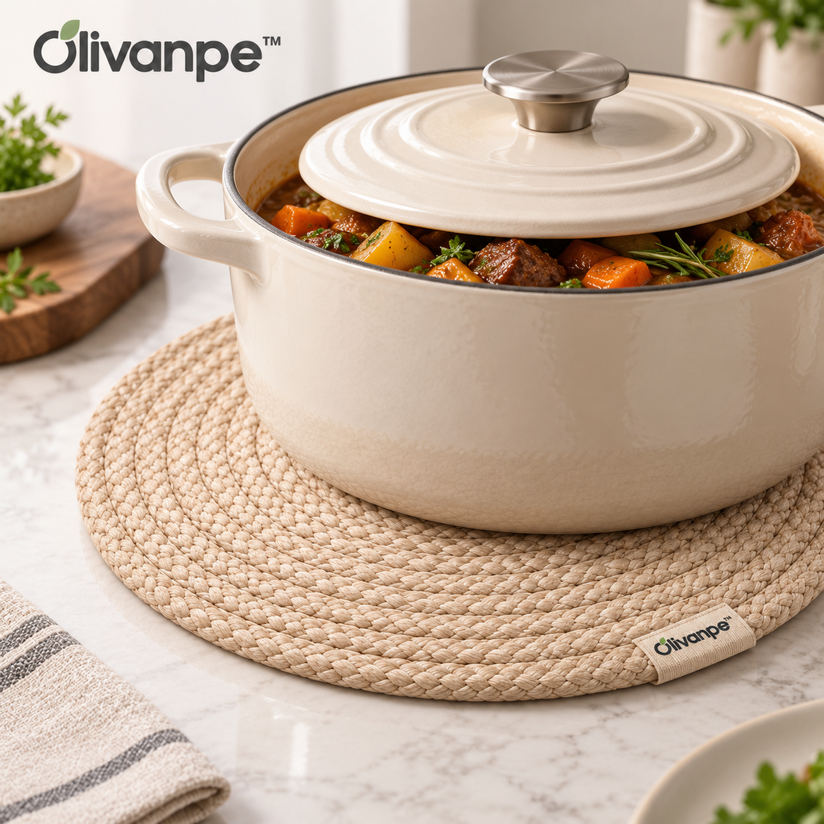 Olivanpe™ Heat-Resistant Dining Table Mat – Protective Trivet & Placemat for Hot Dishes, Pots and Everyday Meals