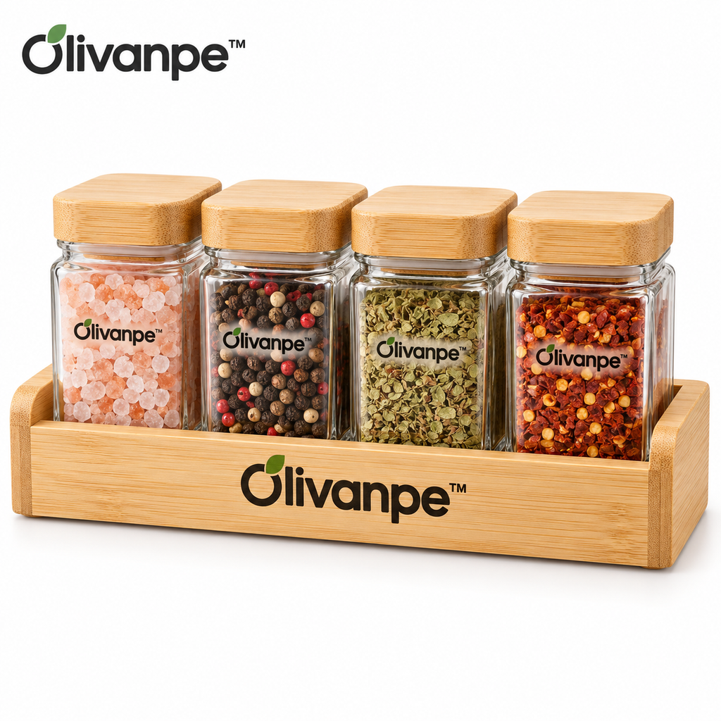 Olivanpe™ Seasoning Bottle Set – Refillable Spice & Condiment Dispensers with Organized Countertop Storage