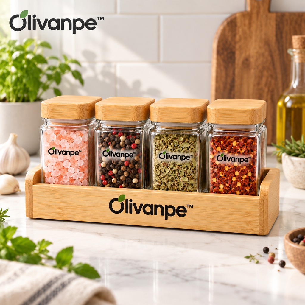 Olivanpe™ Seasoning Bottle Set – Refillable Spice & Condiment Dispensers with Organized Countertop Storage
