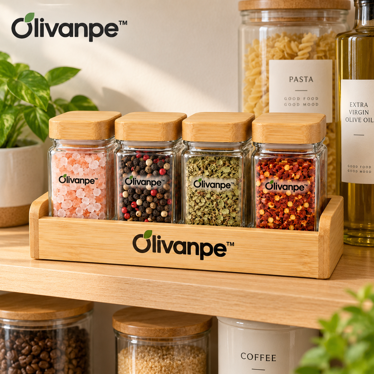 Olivanpe™ Seasoning Bottle Set – Refillable Spice & Condiment Dispensers with Organized Countertop Storage