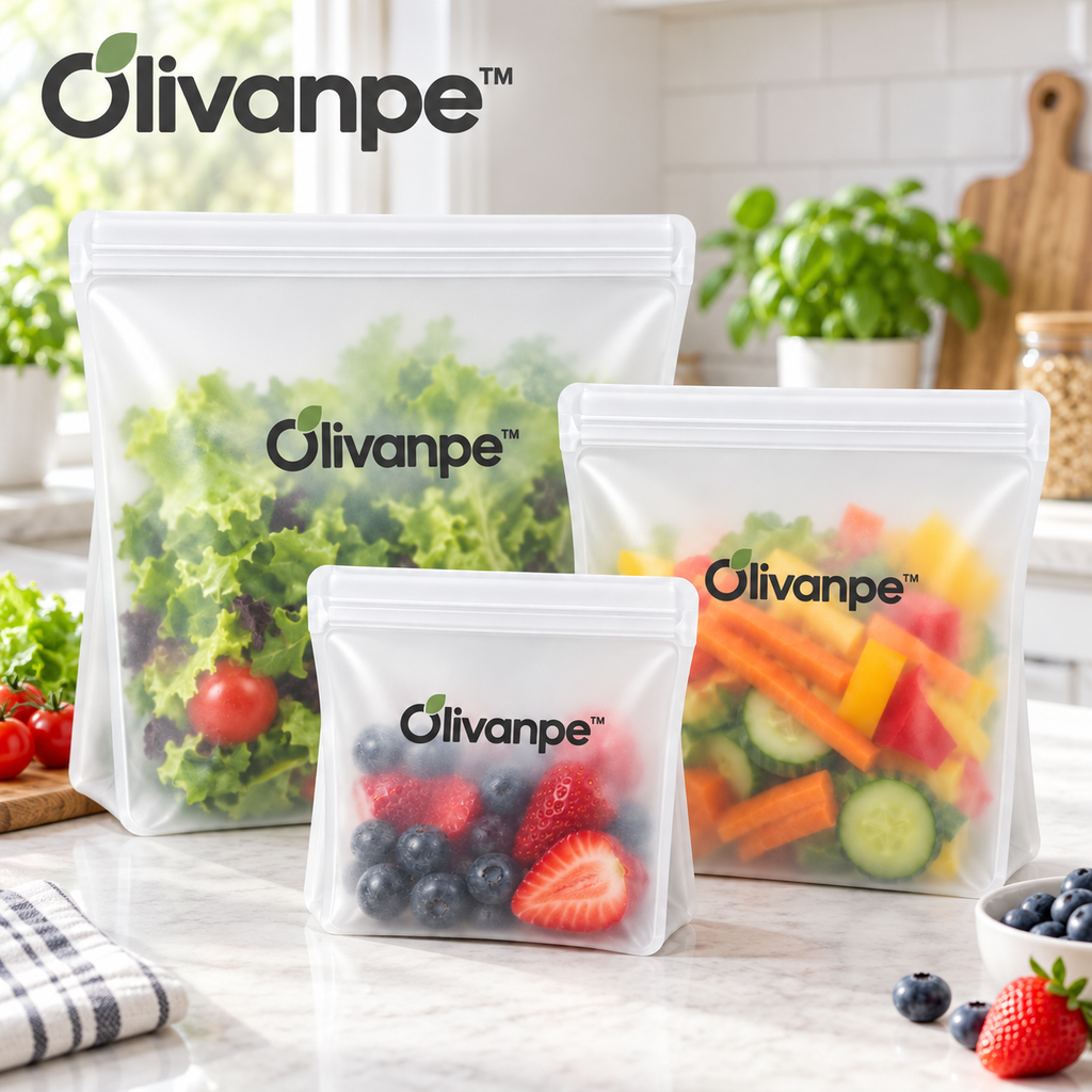 Olivanpe™ Reusable Food Storage Bags – Washable Leak-Resistant Kitchen & Snack Organizer Set
