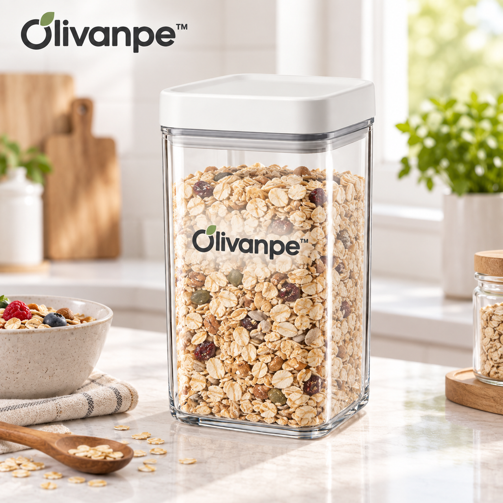 Olivanpe™ Airtight Grain Storage Canister – Clear Pantry Organizer for Rice, Cereal, Flour & Dry Goods