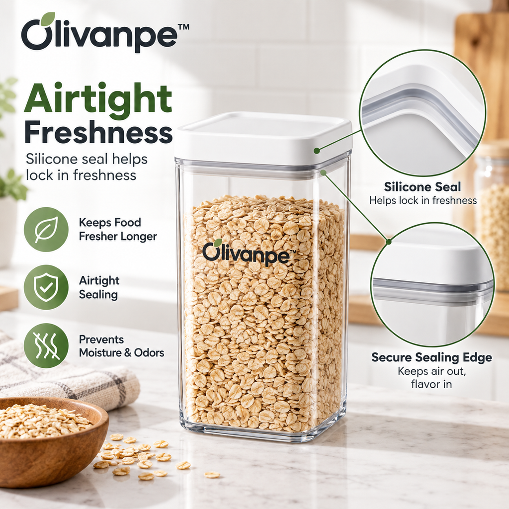 Olivanpe™ Airtight Grain Storage Canister – Clear Pantry Organizer for Rice, Cereal, Flour & Dry Goods