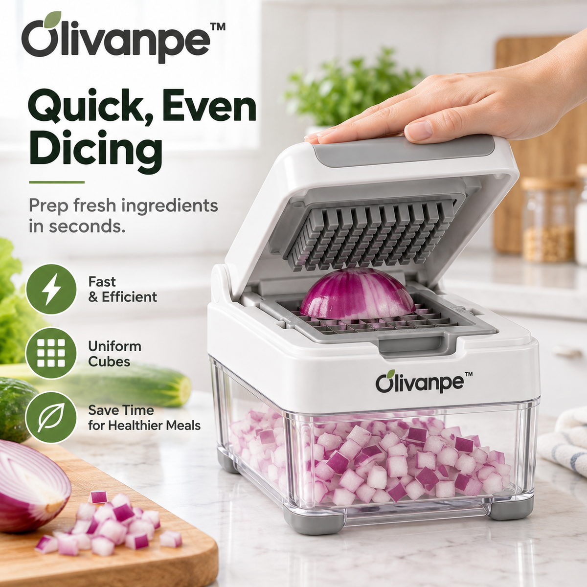 Olivanpe™ Multi-Function Vegetable Chopper & Slicer – All-in-One Kitchen Prep Cutter with Collection Container