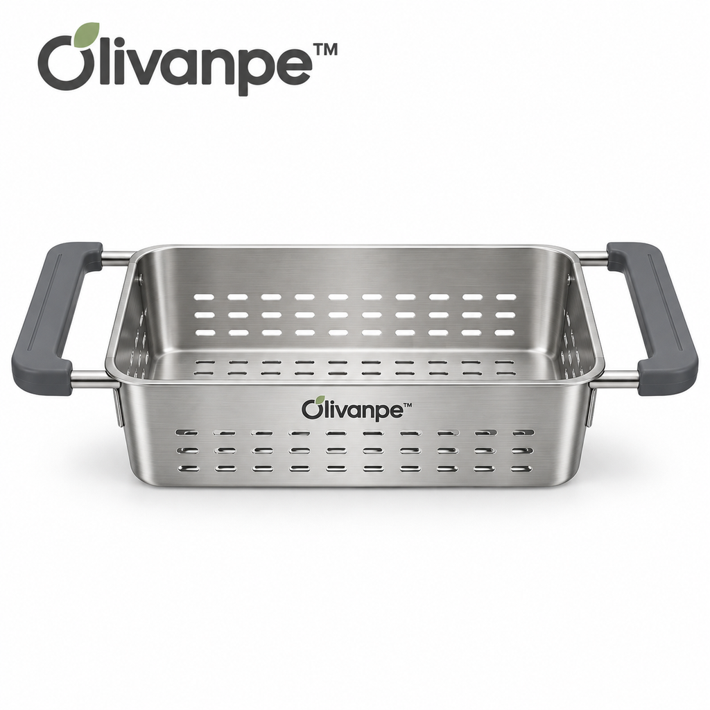 Olivanpe™ Adjustable Sink Drain Basket – Expandable Kitchen Colander for Washing, Rinsing & Draining